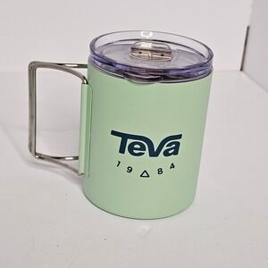Teva Camp Mug Green Insulated Travel Tumbler with Lid Metal Handle 1984. 8 oz